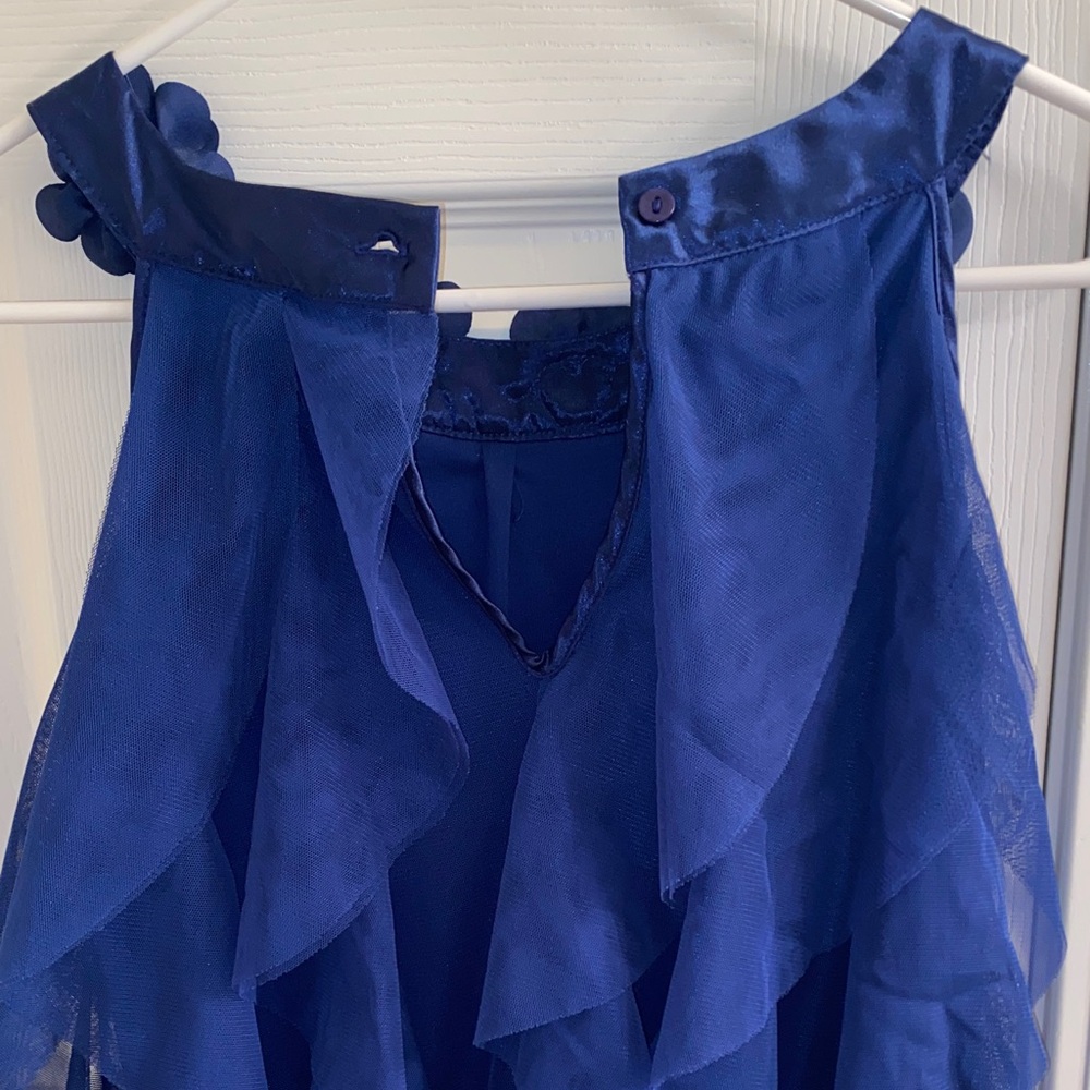 Elegant Blue Ruffle Mini Dress - Picture 6 of 7